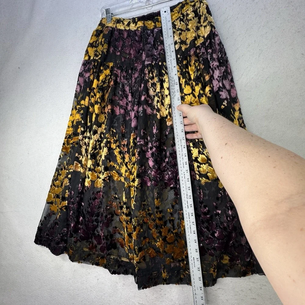 VTG Y2K Velvet Burnout Maxi Skirt Semi Sheer Women's S / M 28